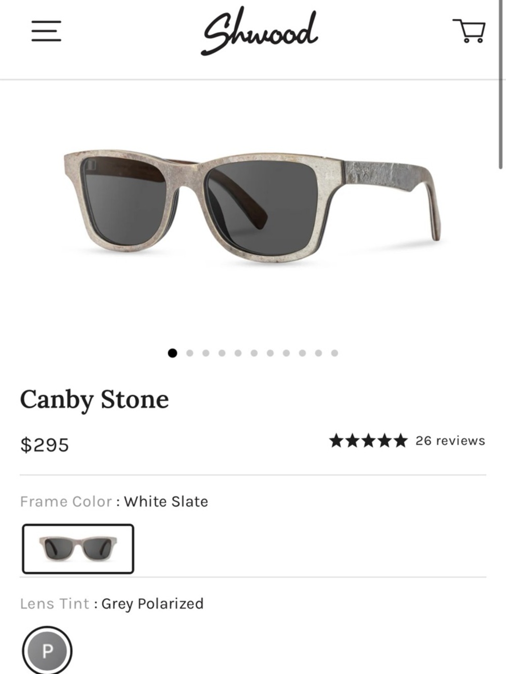 Shwood Canby White Slate Stone and Wood Wayfarer Sunglasses  $295